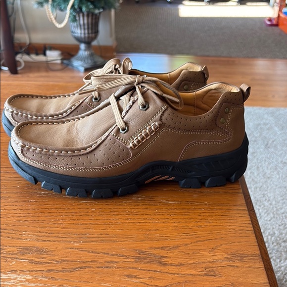 Men's Tan Leather Casual Shoes - Picture 4 of 7